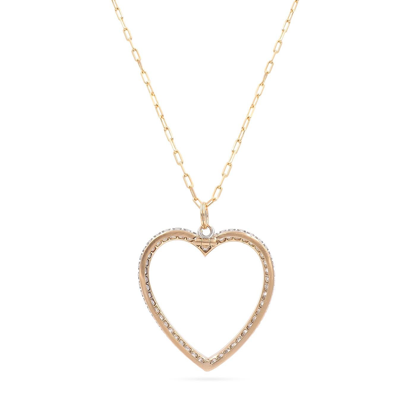 Halskette mit Herzanhänger aus edwardianischem Diamant im alteuropäischen Schliff von Cartier (Edwardian)