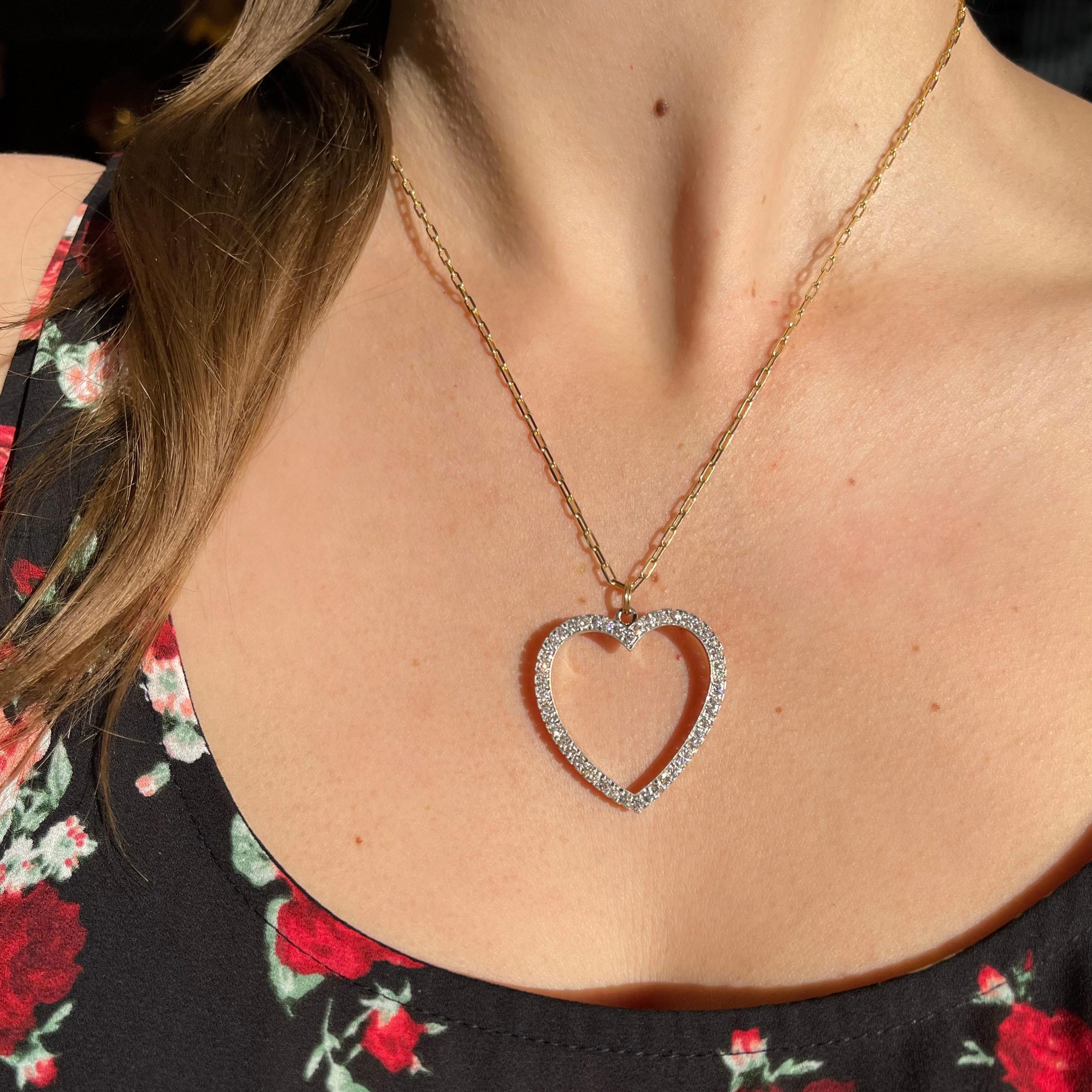 Halskette mit Herzanhänger aus edwardianischem Diamant im alteuropäischen Schliff von Cartier im Zustand „Hervorragend“ in Los Angeles, CA