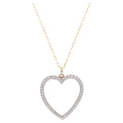 Edwardian Old European Cut Diamond Heart Pendant Necklace by Cartier