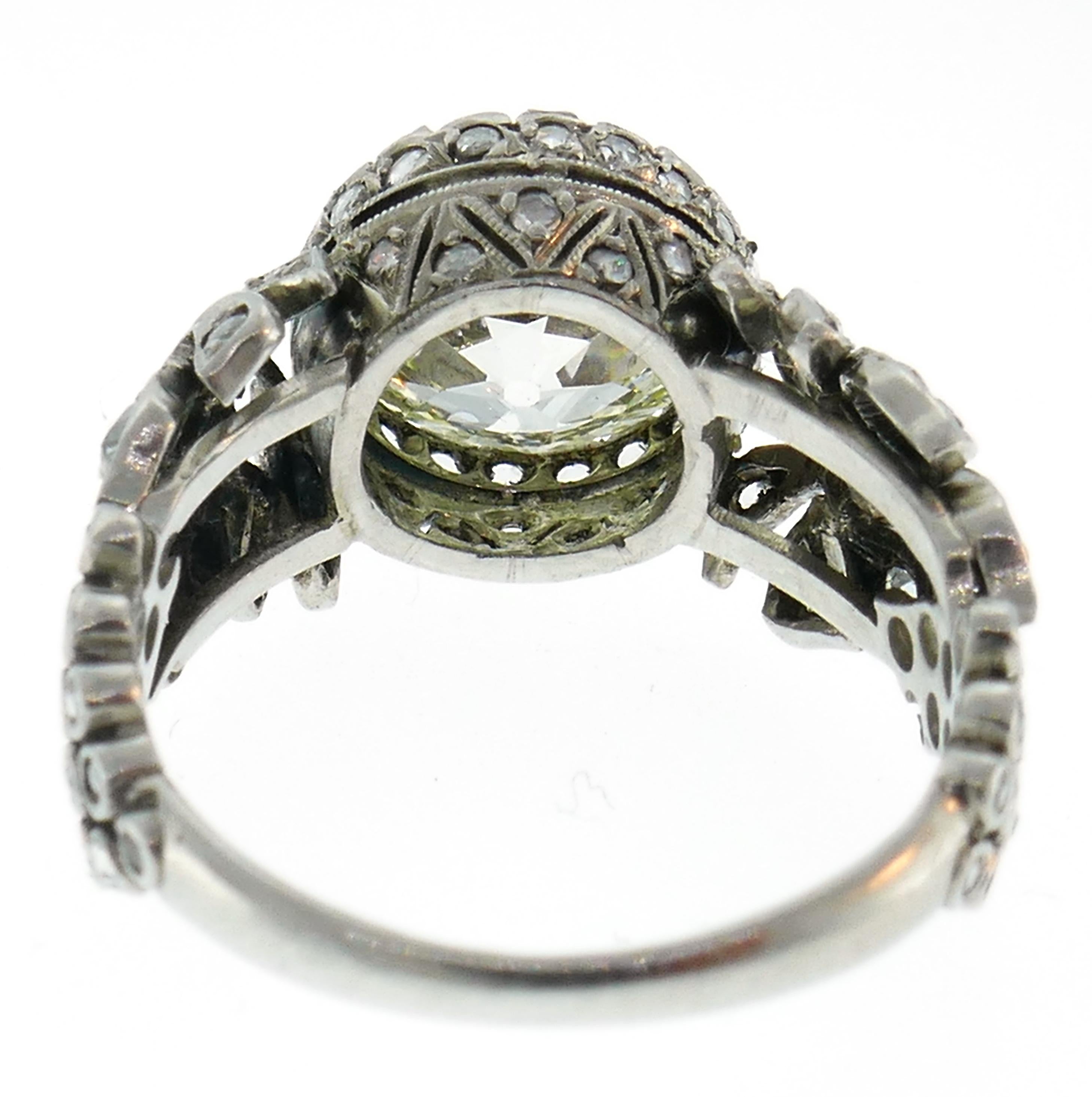 Edwardian Old European Cut Diamond Platinum Ring 1