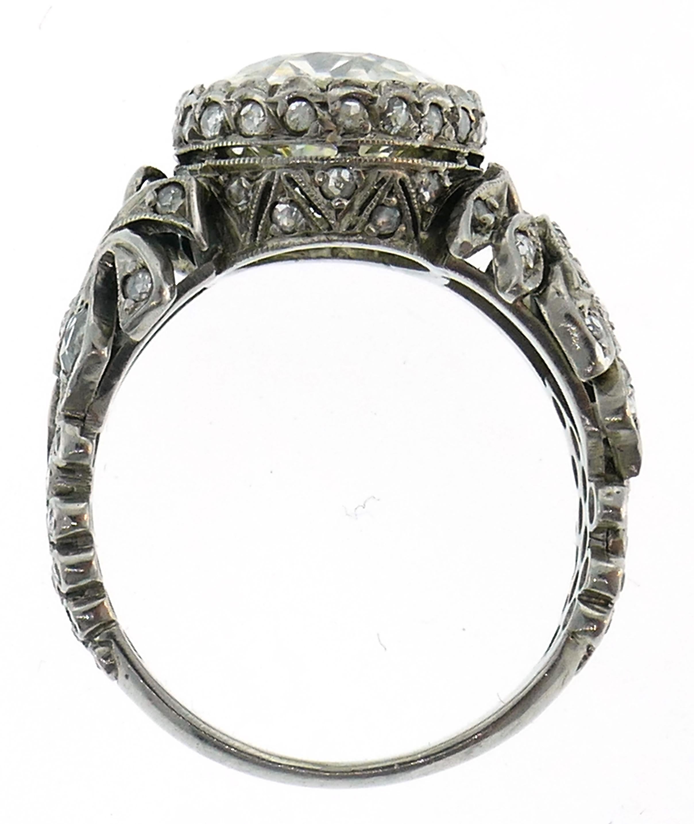 Edwardian Old European Cut Diamond Platinum Ring 2