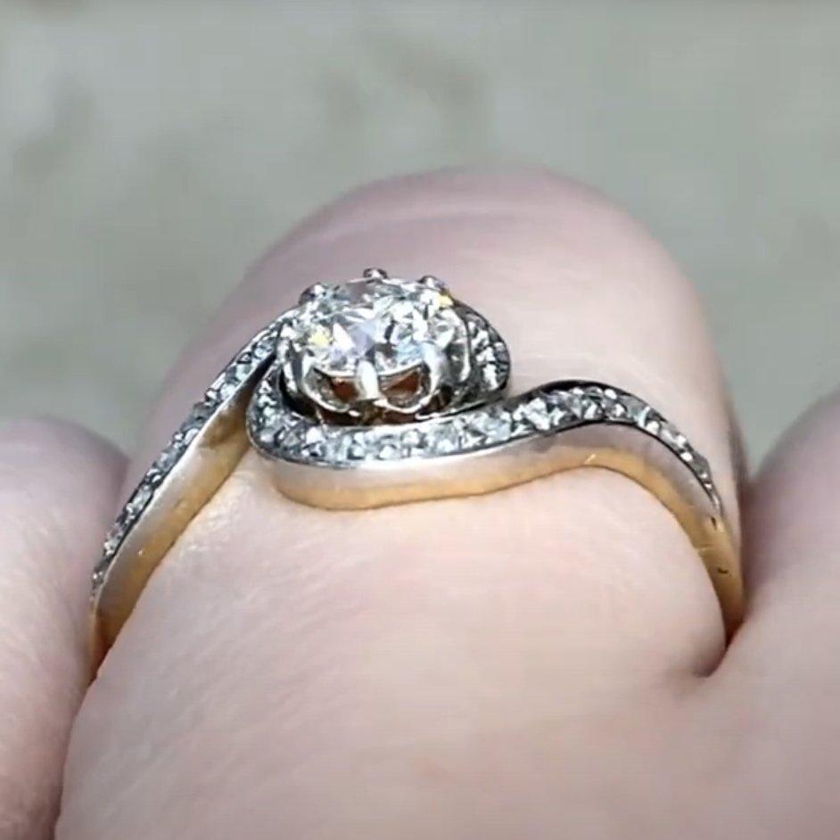 Anello con diamante antico di Edwardian Old European Cut, antico (circa 0,50 carati) In condizioni ottime in vendita a New York, NY