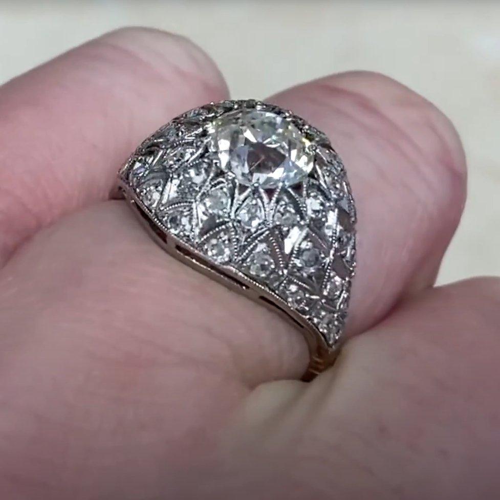 Women's Edwardian Old European Cut Diamond Ring Antique (Approx. 1.40-Carats), Platinum For Sale
