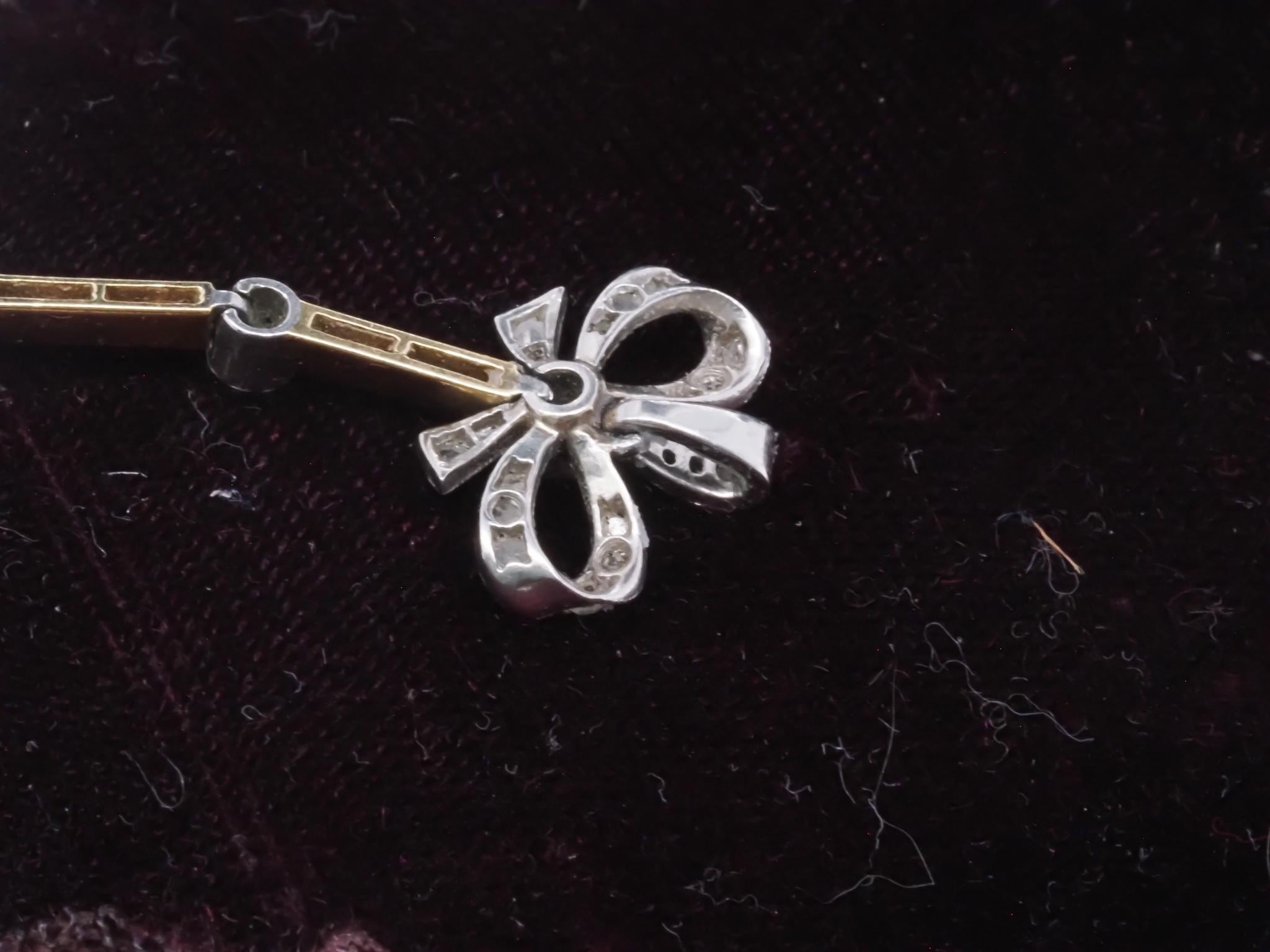 Old European Cut Edwardian Old European Diamond and Ruby Drop Pendant in Gold and Platinum For Sale