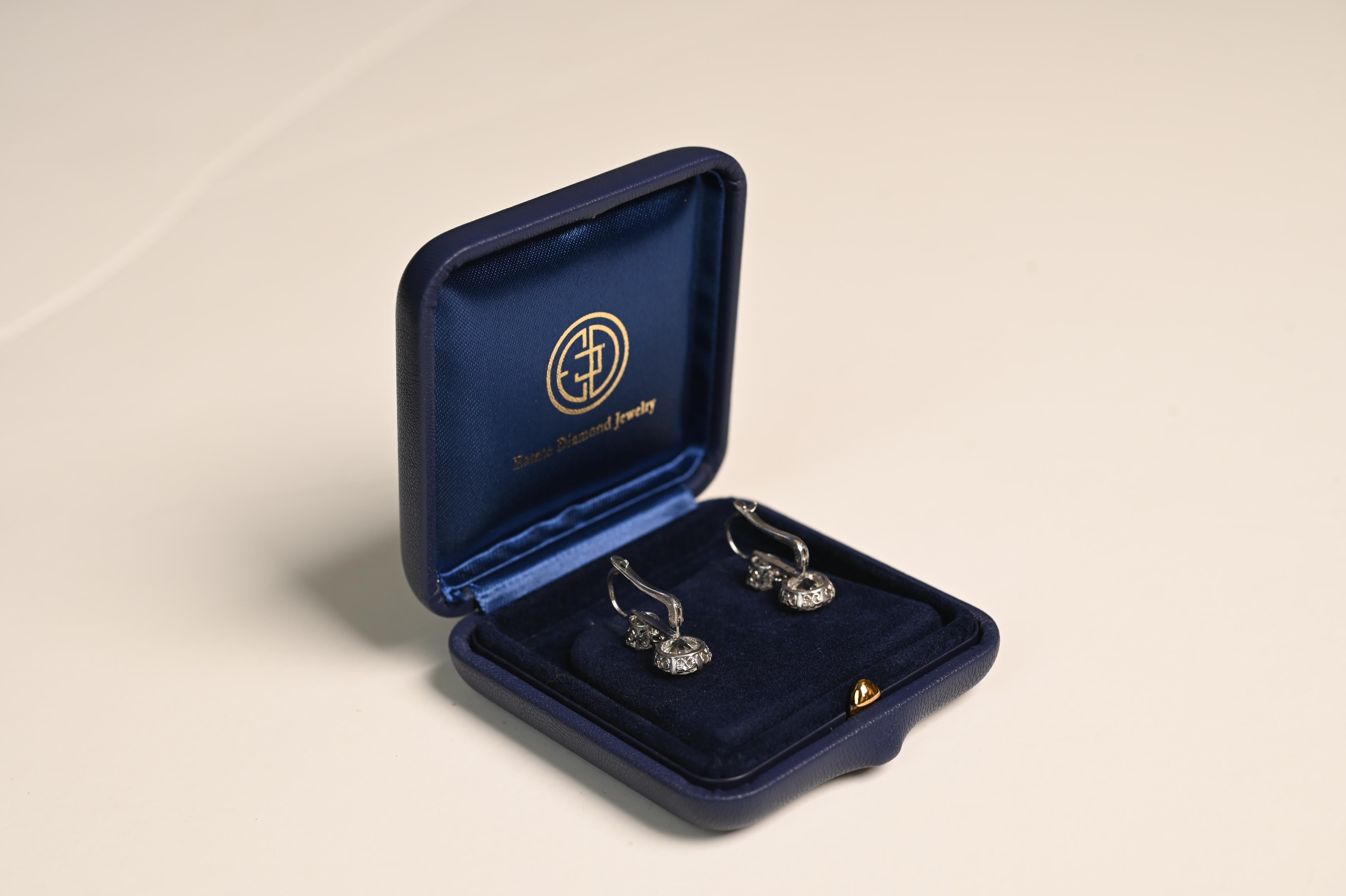 Edwardian Old European Diamond Earrings (Approx. 4.40-Carats), Platinum In Excellent Condition For Sale In New York, NY