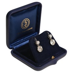 Edwardian Old European Diamond Earrings (Approx. 4.40-Carats), Platinum
