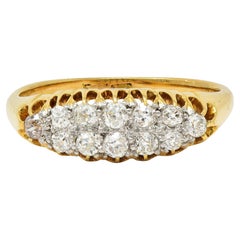 Edwardian Old European Diamond Platinum 18 Karat Gold Antique Cluster Band Ring
