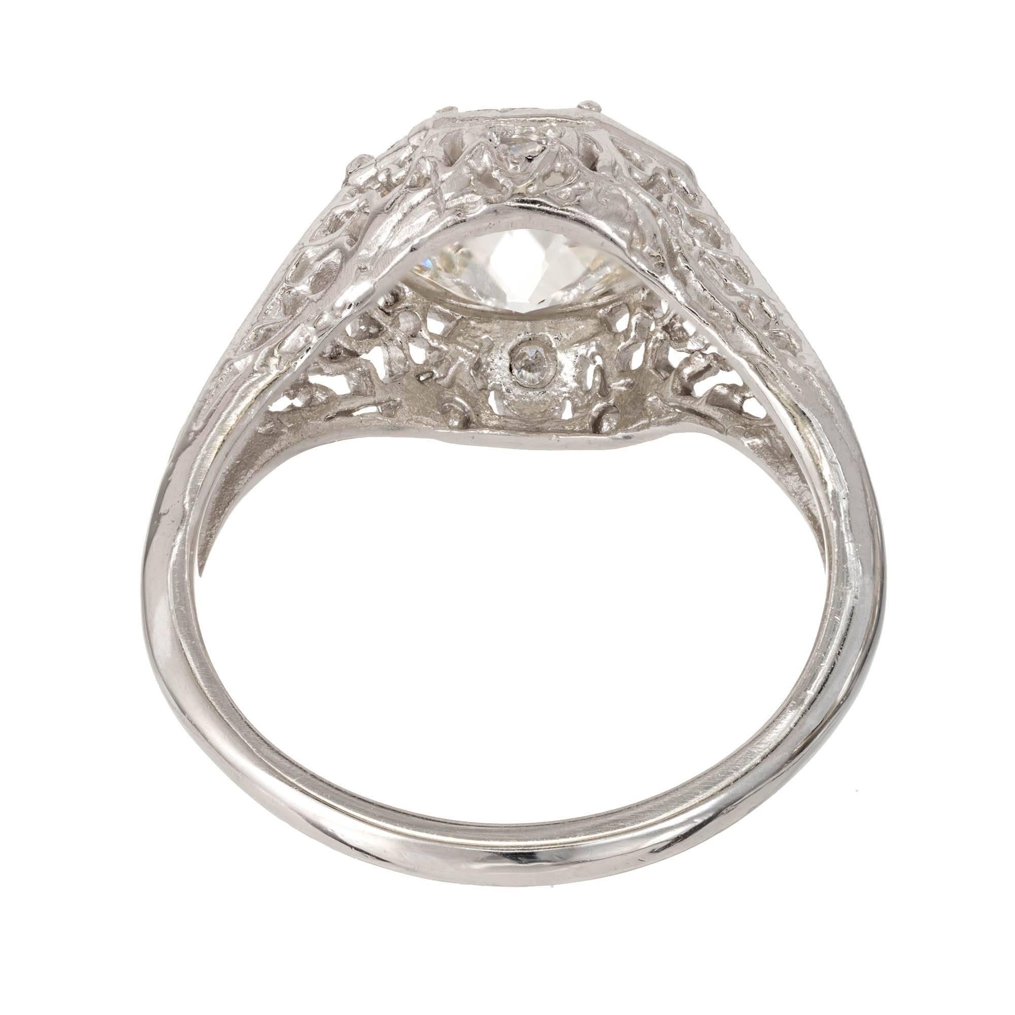 Women's EGL Certified 2.30 Carat Edwardian Old European Diamond Platinum Engagement Ring