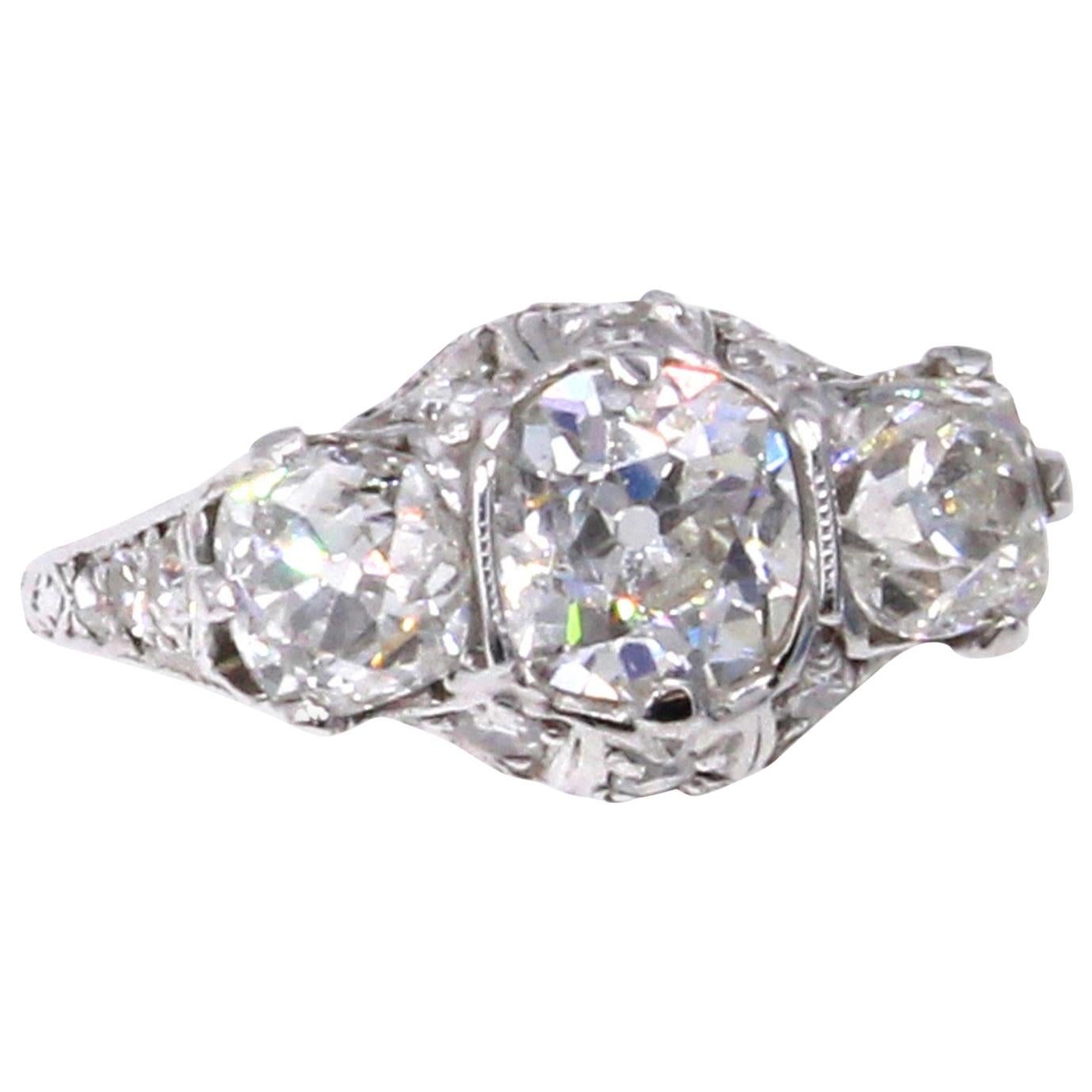 EDWARDIAN Emerald diamond platinum ring at 1stDibs edwardian emerald