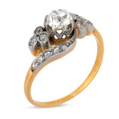 Edwardian old mine cut diamond 18k yellow gold ring