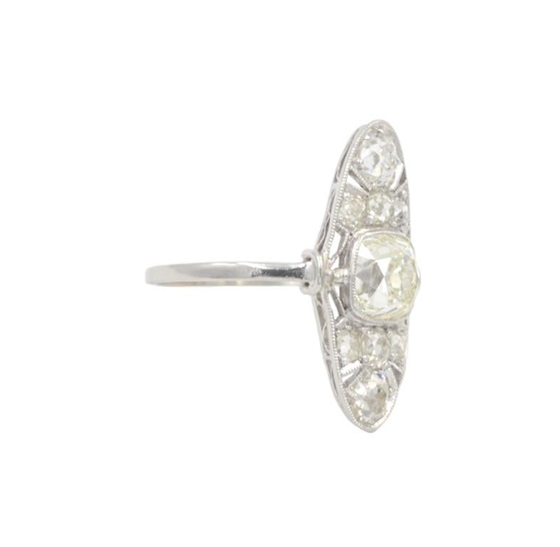 Women's Edwardian Old Mine Cut Diamond and Platinum Ring from circa 1915 For Sale