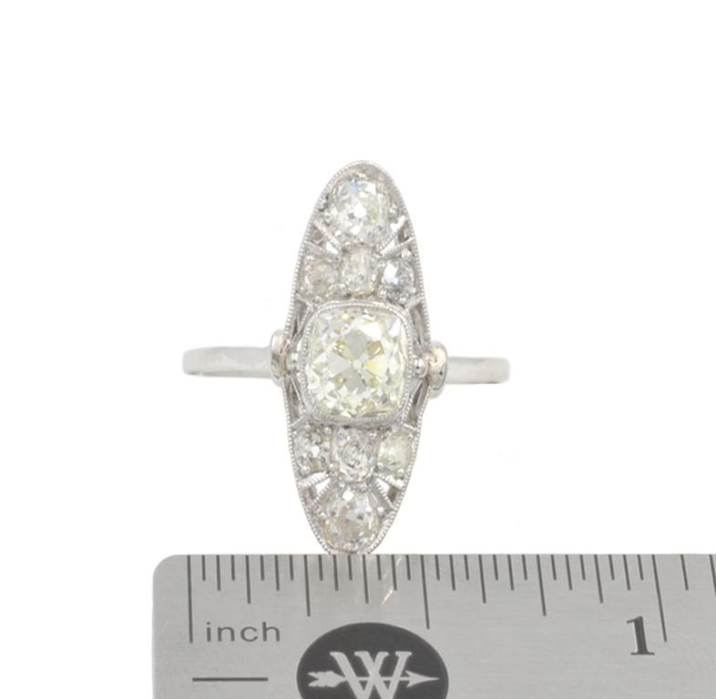 Edwardian Old Mine Cut Diamond and Platinum Ring from circa 1915 For Sale 1