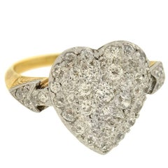 Edwardian Old Mine Cut Diamond Heart and Arrow Ring