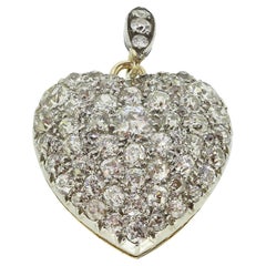 Edwardian Old Mine Cut Diamond Heart Pendant Locket