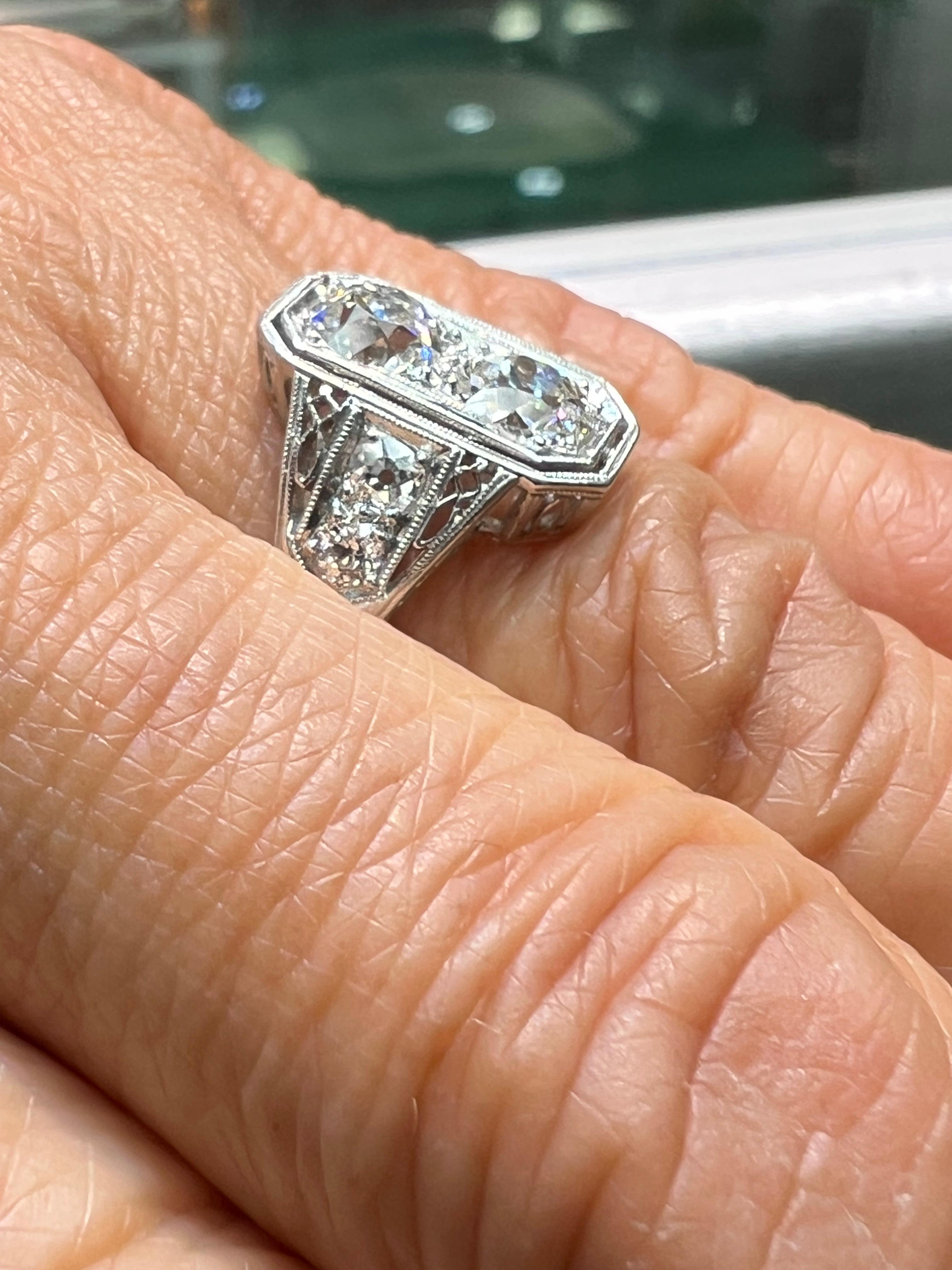 Women's Edwardian Old Mine-Cut Diamond Platinum Ring