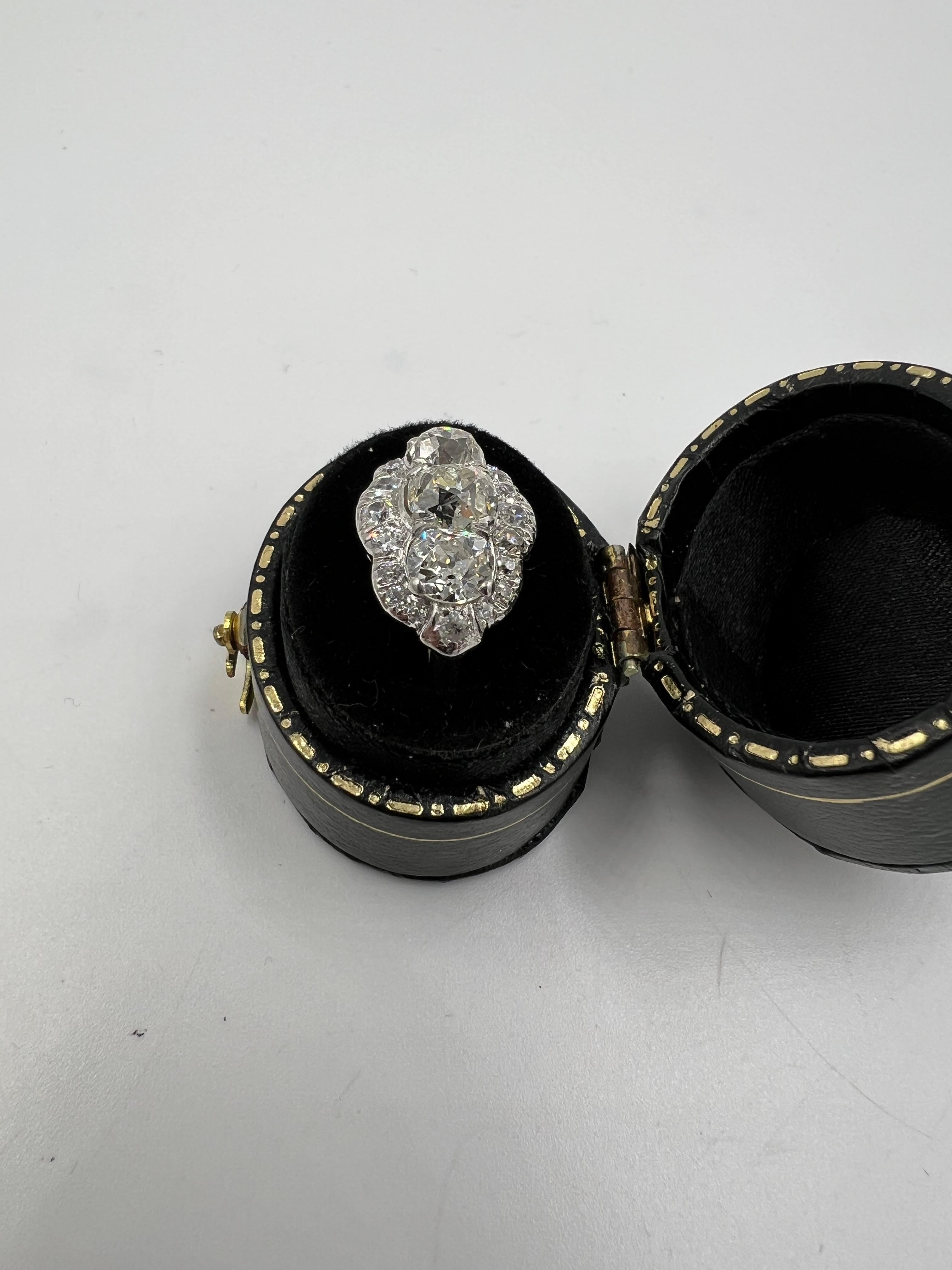 Edwardian Old Mine Cut Diamond Three Stone Platinum Ring Circa 1910 For Sale 3