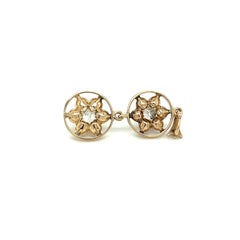 Edwardian Old Mine Cut Diamond Twin Buttercup Pendant in 14K Gold