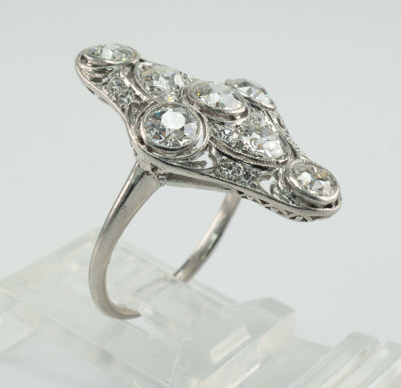 Edwardian Old Mine Diamond Ring 2.06 cttw Platinum For Sale 4