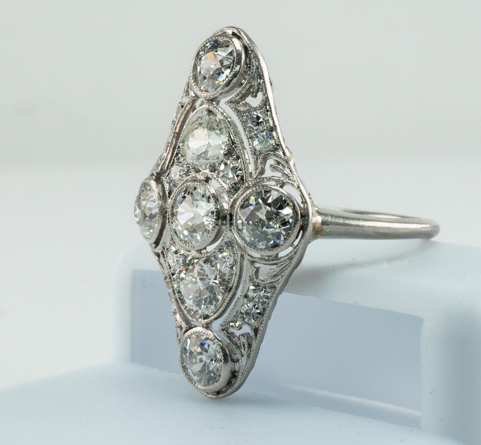 Women's Edwardian Old Mine Diamond Ring 2.06 cttw Platinum For Sale