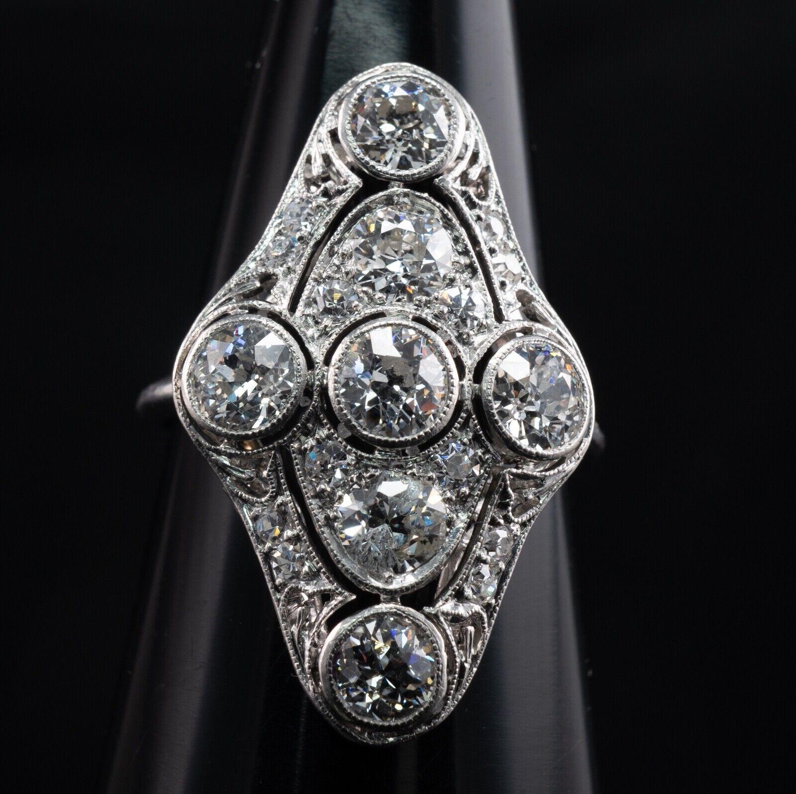 Edwardian Old Mine Diamond Ring 2.06 cttw Platinum For Sale 1