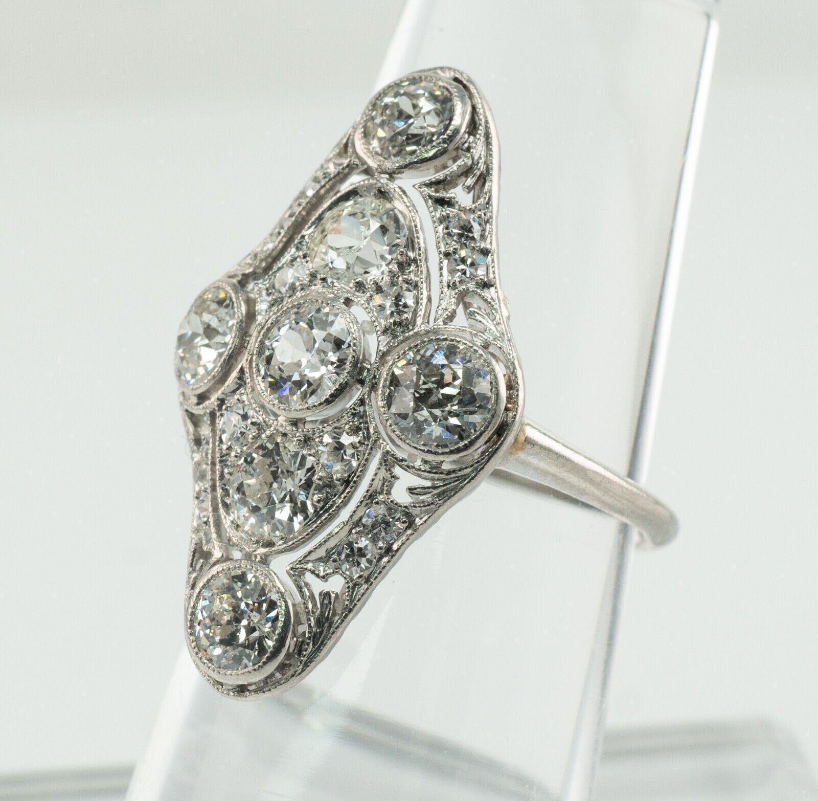 Edwardian Old Mine Diamond Ring 2.06 cttw Platinum For Sale 2