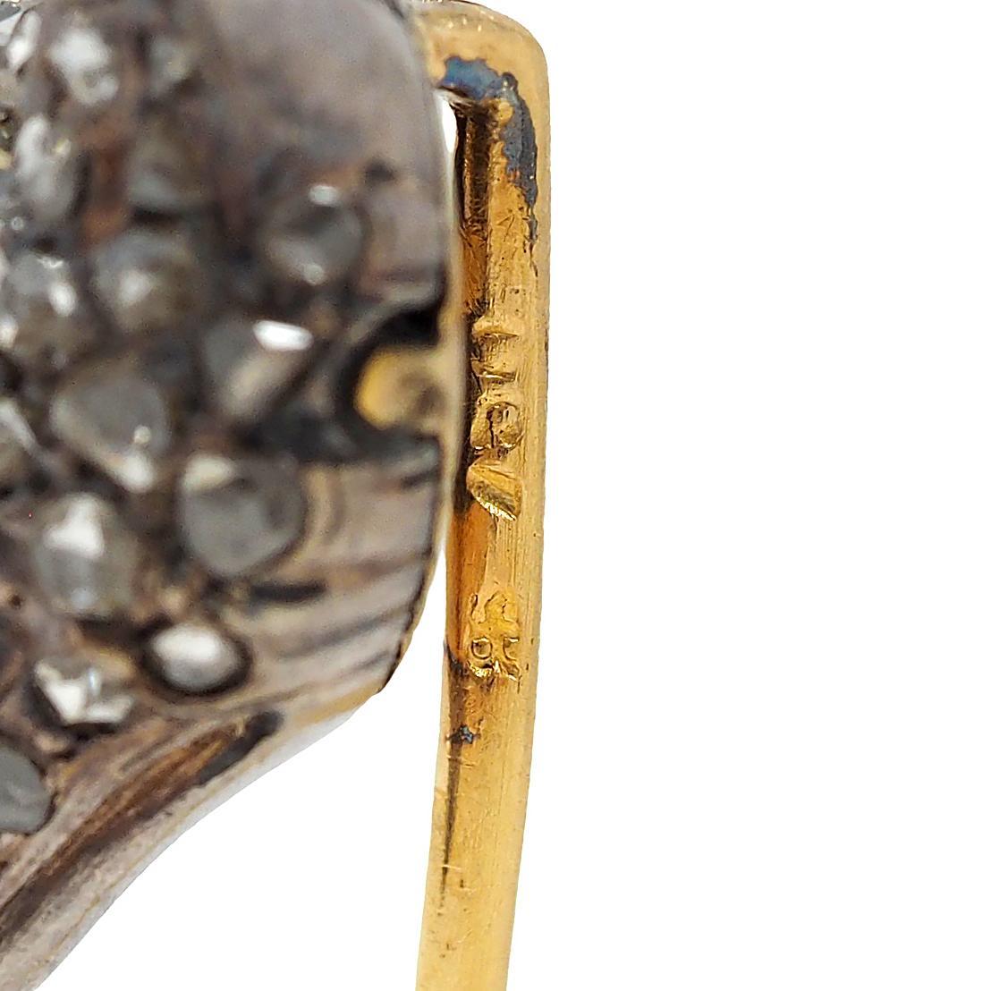 Edwardian Old Mine Diamond Ruby Silber 18 Karat Gold Antike Fuchs Kopf Stickpin im Angebot 1