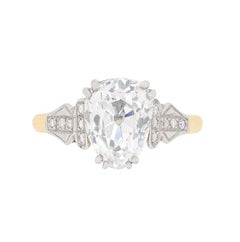 Antique Edwardian Old Pear Cut Diamond Solitaire Ring, circa 1910