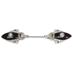Antique Edwardian Onyx and Diamond Jabot Pin