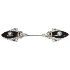 Edwardian Onyx and Diamond Jabot Pin