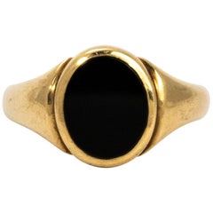 Antique Edwardian Onyx and Gold Signet Ring