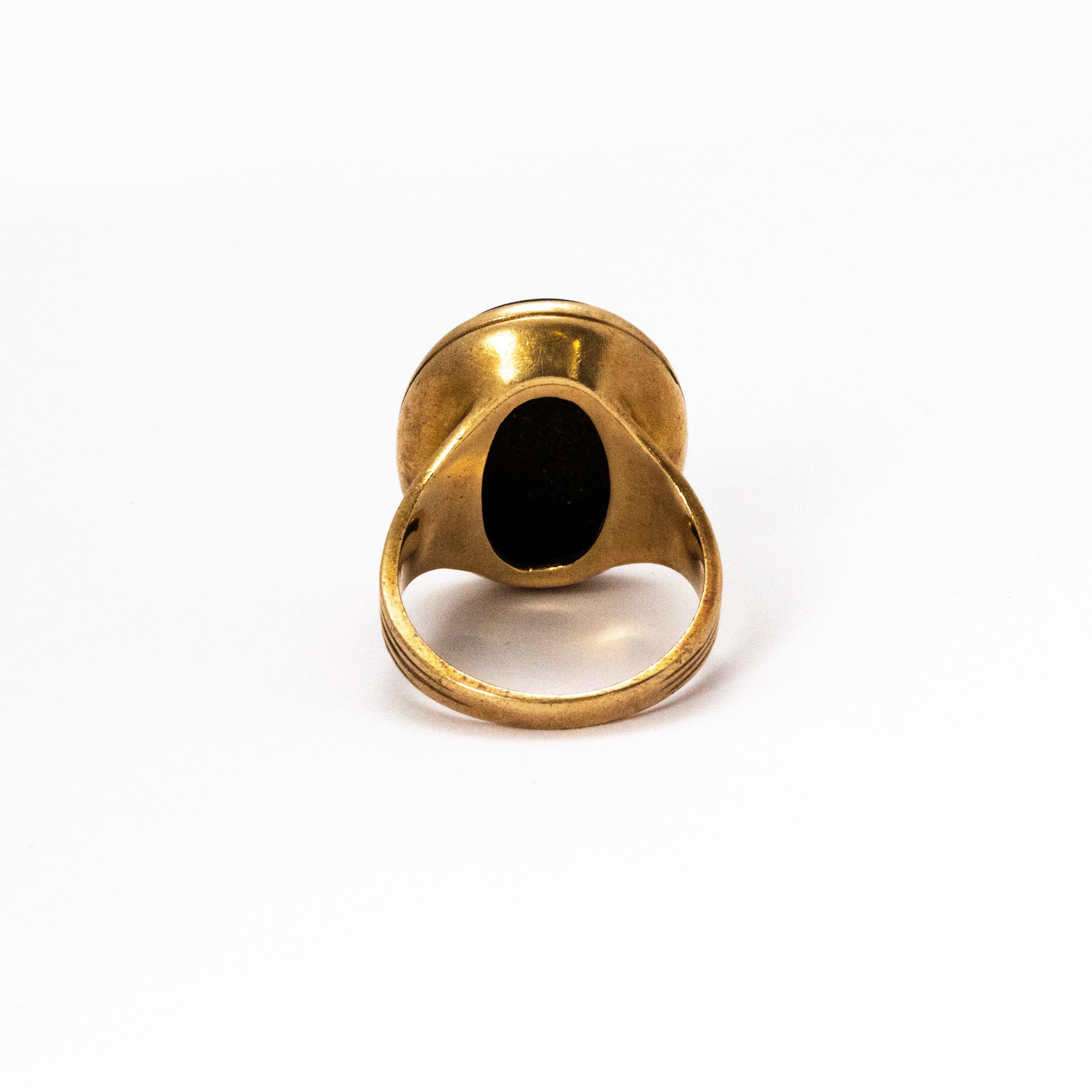 Men's Edwardian Onyx Yellow Gold Gents Ring