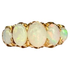 Vintage Edwardian Opal and 18 Carat Gold Five-Stone Ring