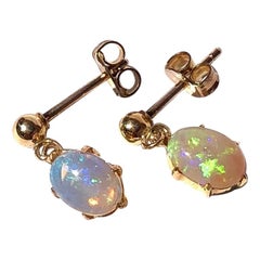 Antique Edwardian Opal and 9 Carat Gold Earrings