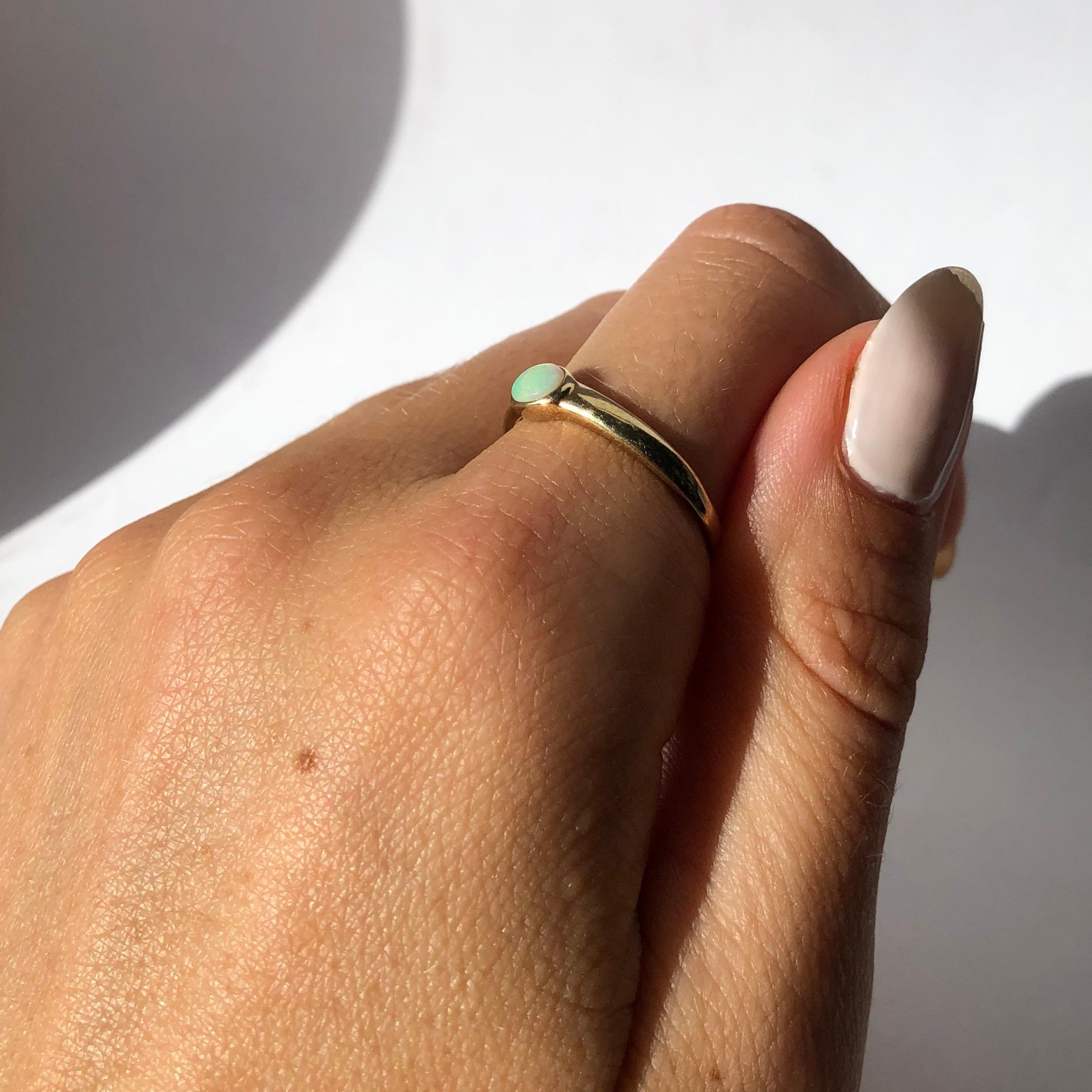 Edwardian Opal and 9 Carat Gold Single Stone Ring 2