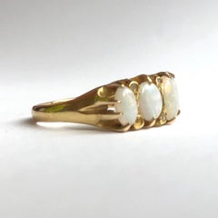 Edwardian Opal and Diamond 18 Carat Gold Five-Stone Ring