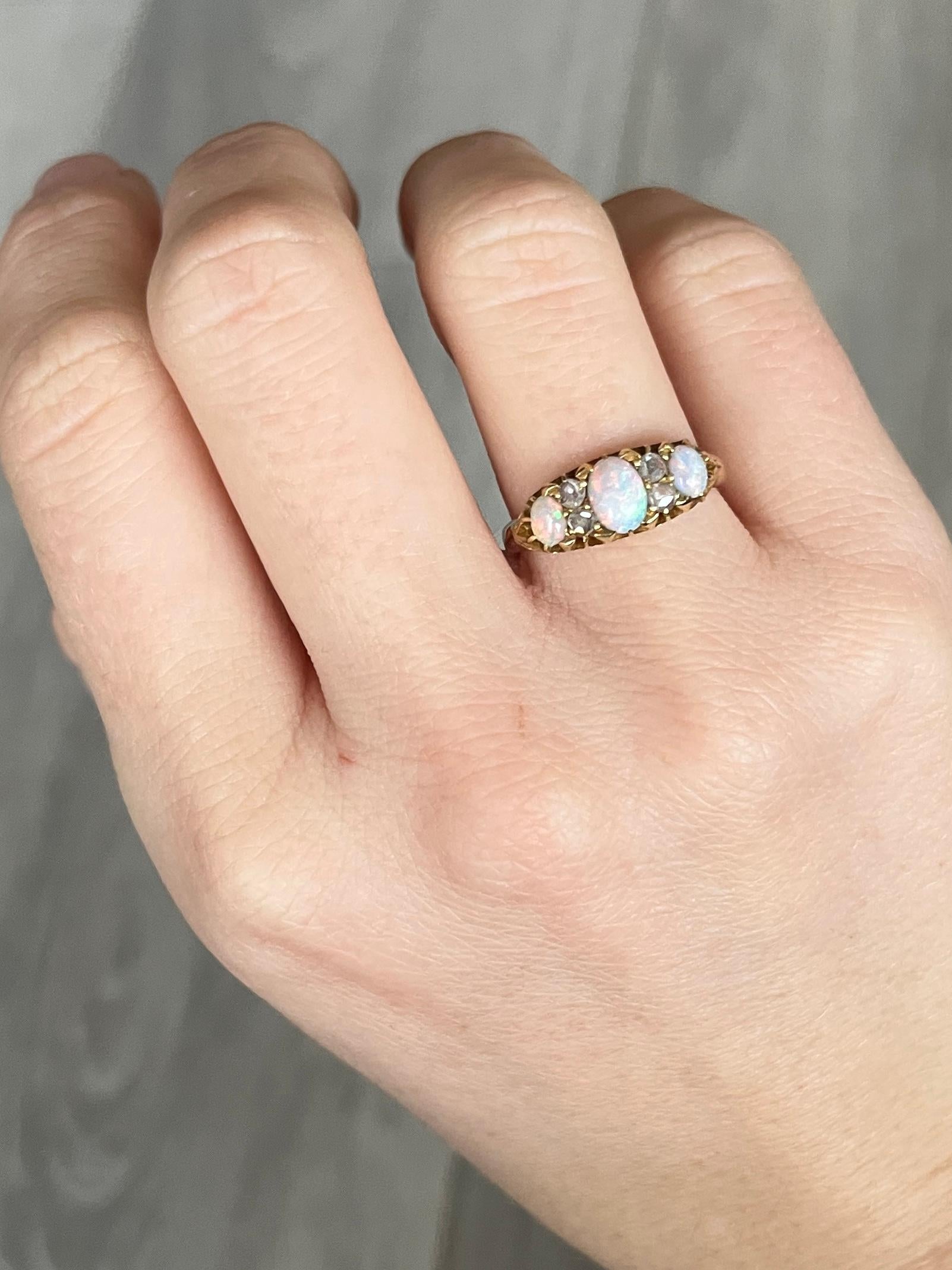 opal three stone ring