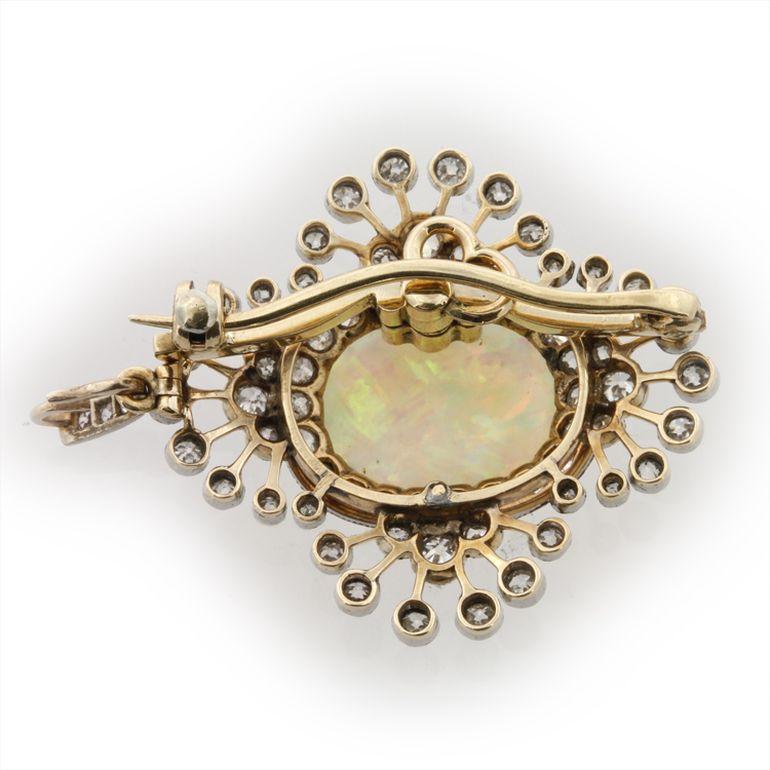 Edwardianische Opal- und Diamantbrosche im Zustand „Gut“ im Angebot in London, GB