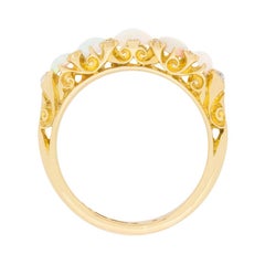 Edwardian Opal and Diamond Carved Shank Ring, circa 1902