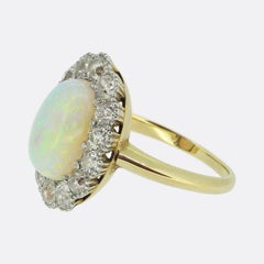 Edwardian Opal and Diamond Cluster Ring