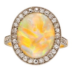 Edwardian Opal and Diamond Cluster Ring