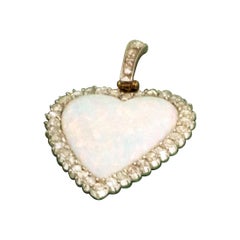 Edwardian Opal and Diamond Heart Pendant