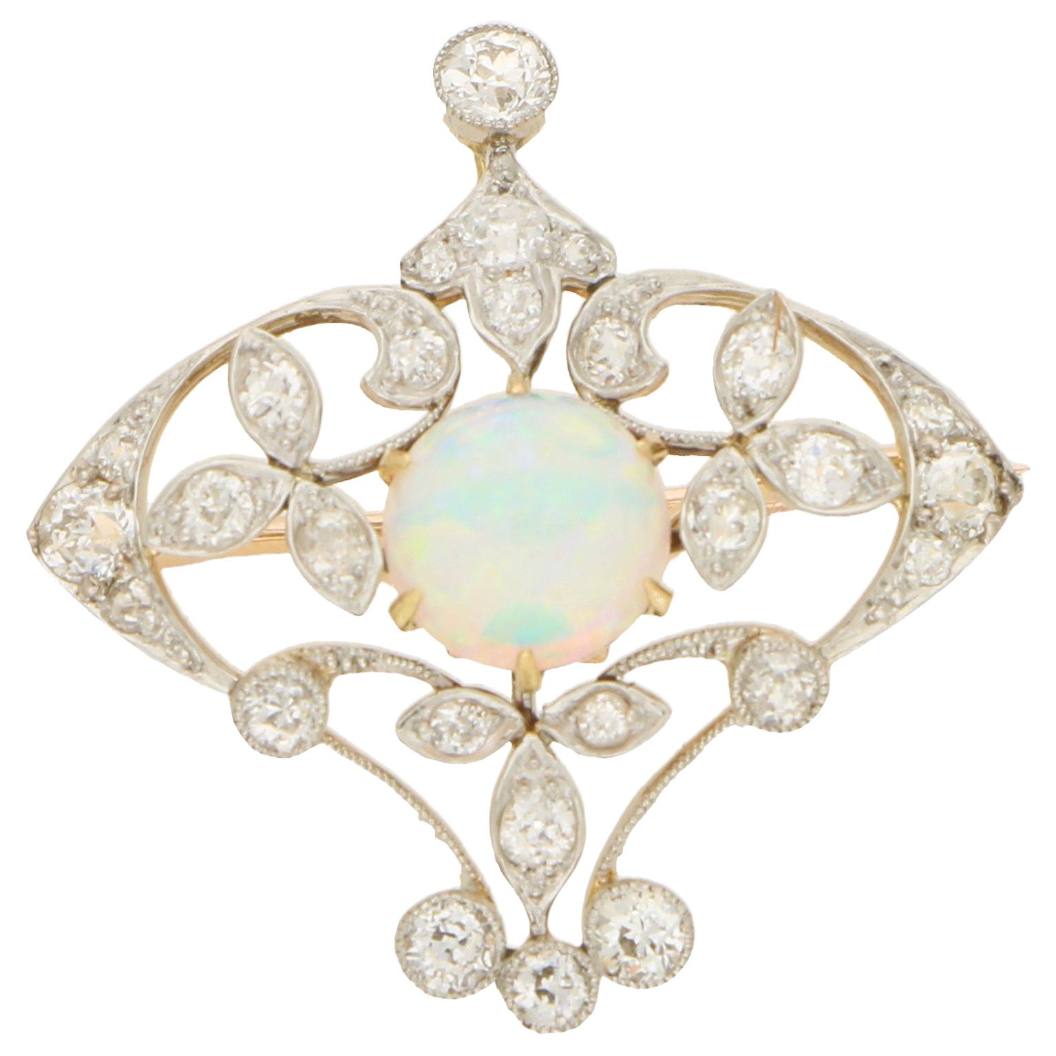 Edwardian Opal and Diamond Pendant/Brooch