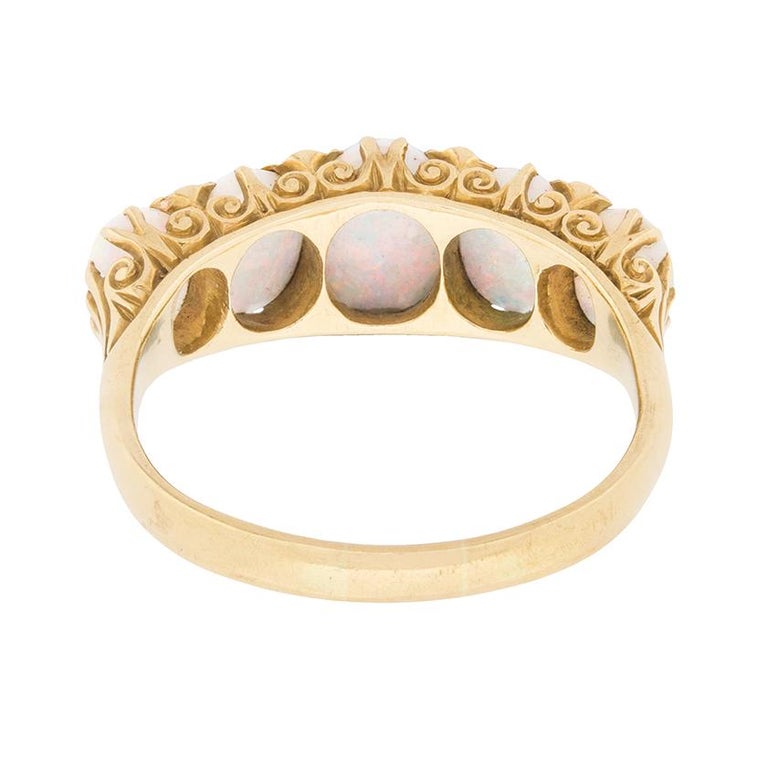 Edwardian Opal and Rose Cut Diamond Five-Stone Ring, circa 1900s For ...