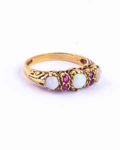 Edwardian Opal and Ruby 9 Carat Gold Ring