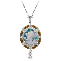 Edwardian Opal Cameo Pendant