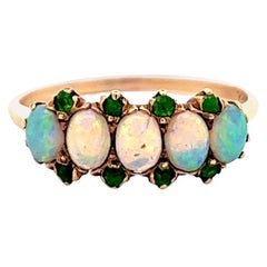 Antique Edwardian Opal Demantoid Garnet 14k Yellow Gold Ring