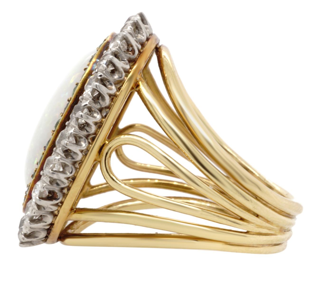 Women's Edwardian Opal, Diamond and Demantoid Gold Ring