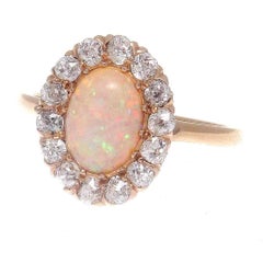 Edwardian Opal Diamond Gold Ring