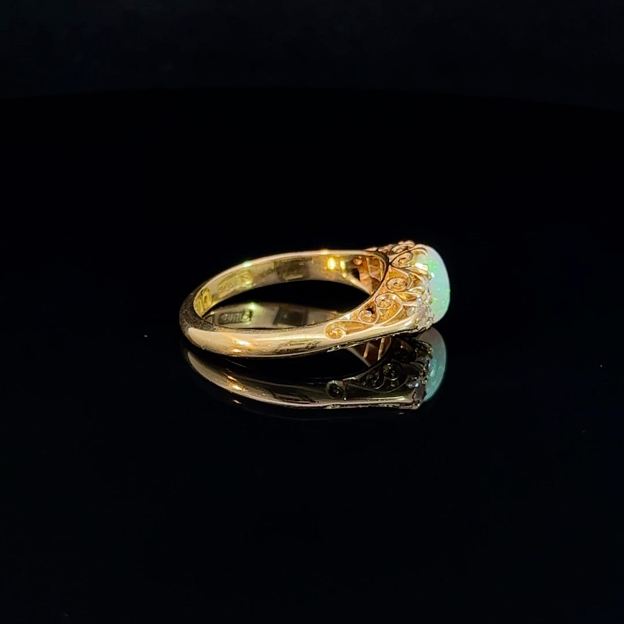 Edwardian Opal & Diamond Half Hoop Ring Circa 1902 For Sale 2