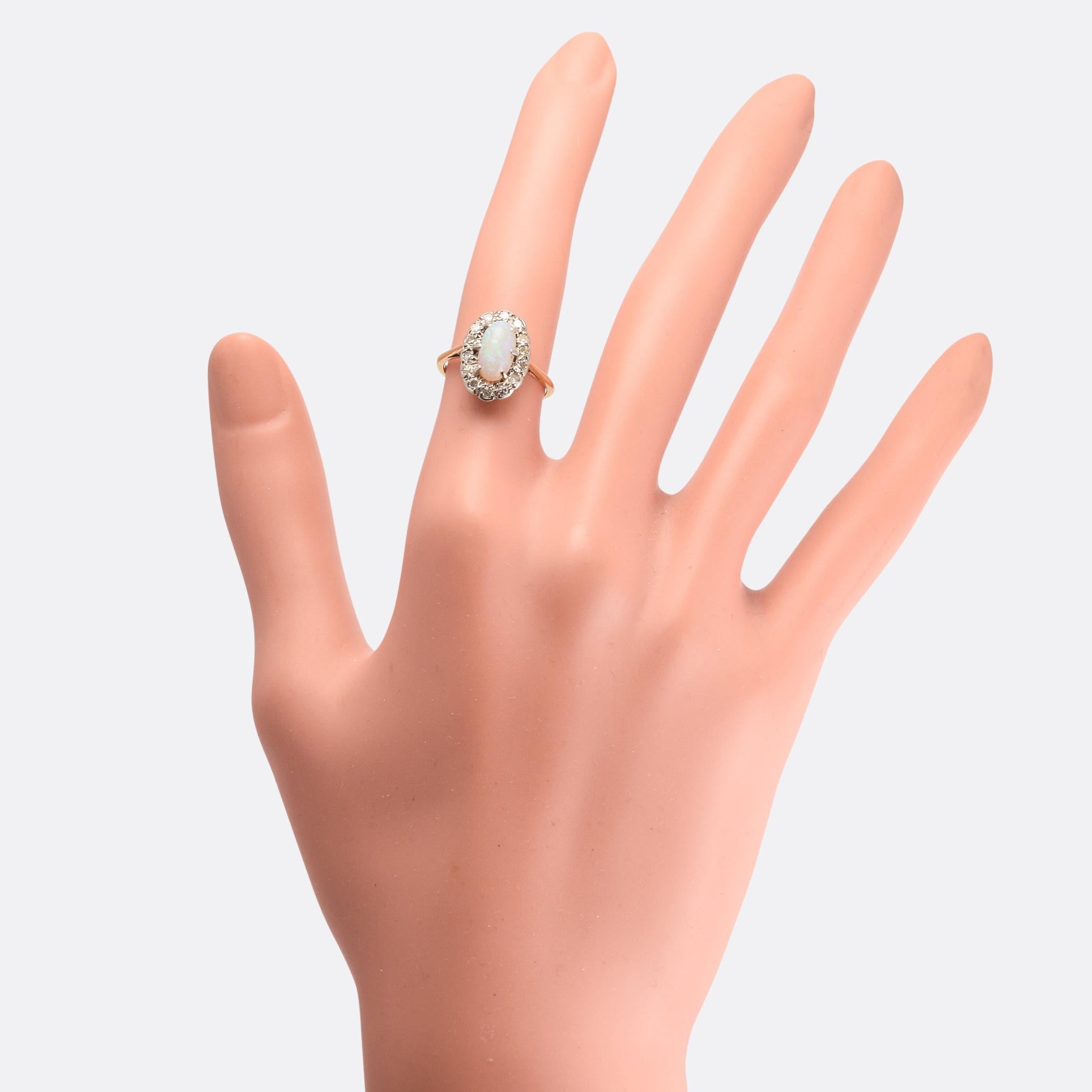 Women's Edwardian Opal Diamond Oval Cluster Ring